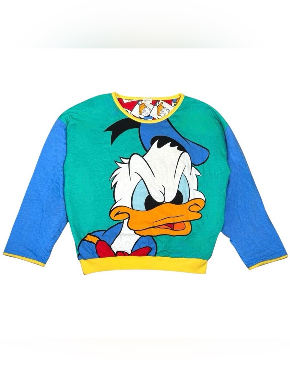 Vintage 90s Donald Duck Disney Reversible All Over Print Crewneck Sweatshirt